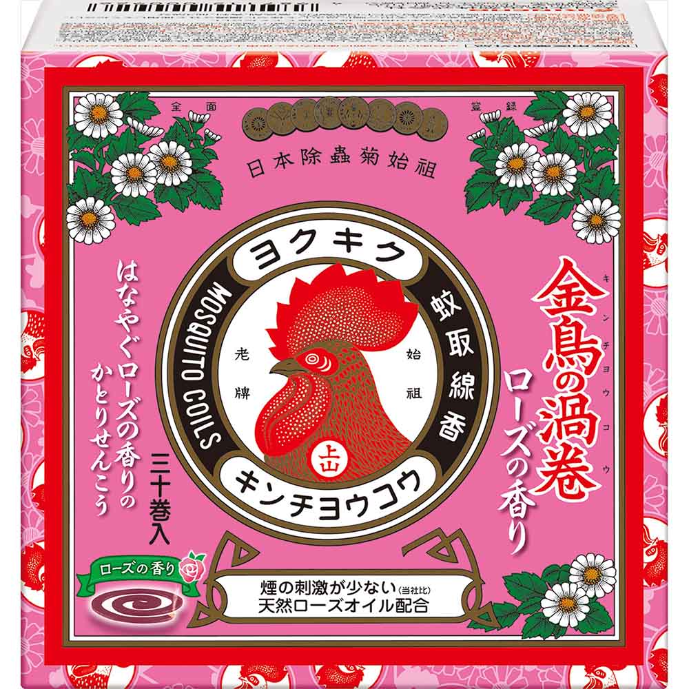 金鳥の渦巻 【3個セット】金鳥の渦巻 蚊取り線香 ミニサイズ ローズの香り 30巻 紙函 95144