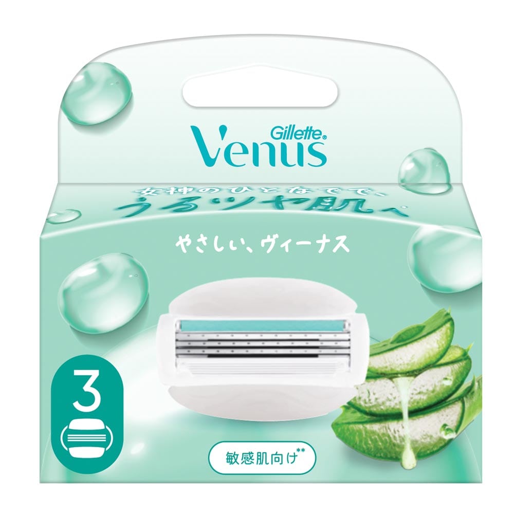 Gillette 【2個セット】ヴィーナスうるツヤ肌 敏感肌向け3枚刃 替刃3B