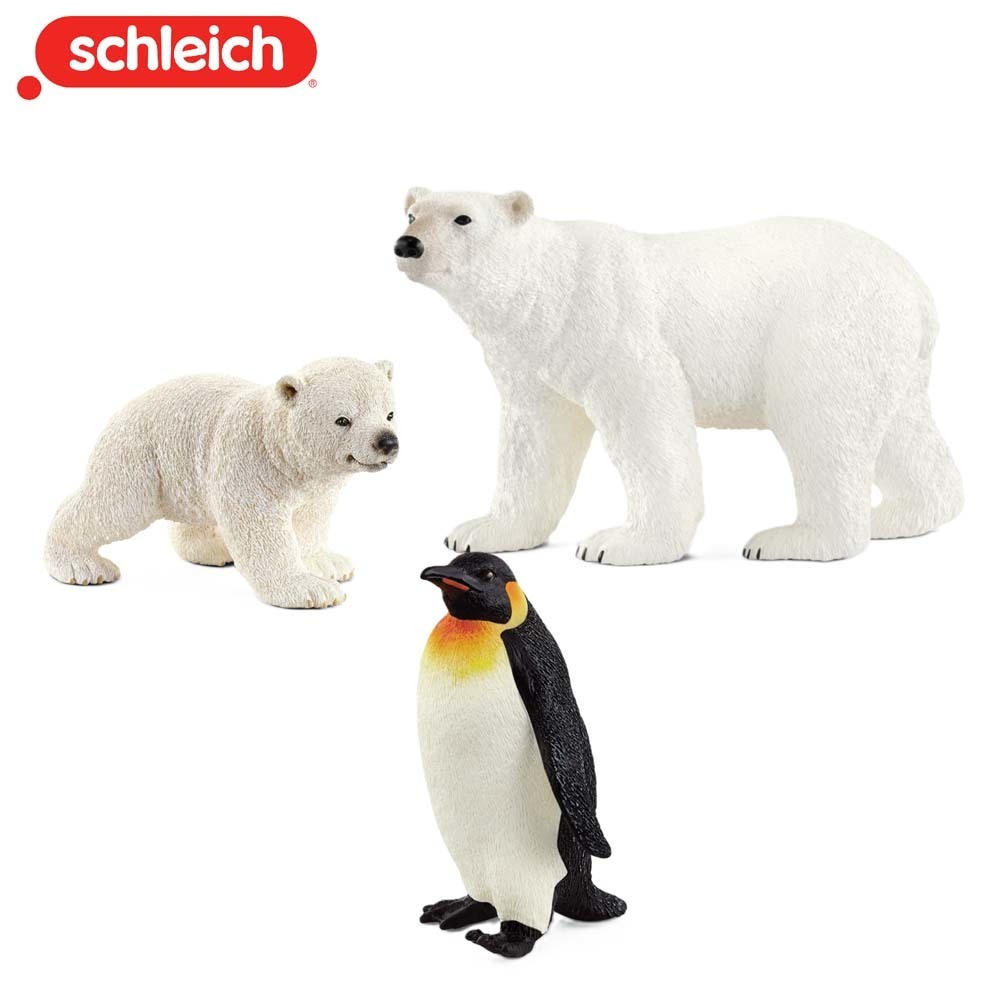 シュライヒ ワイルドライフ シロクマ親子・ペンギンセット