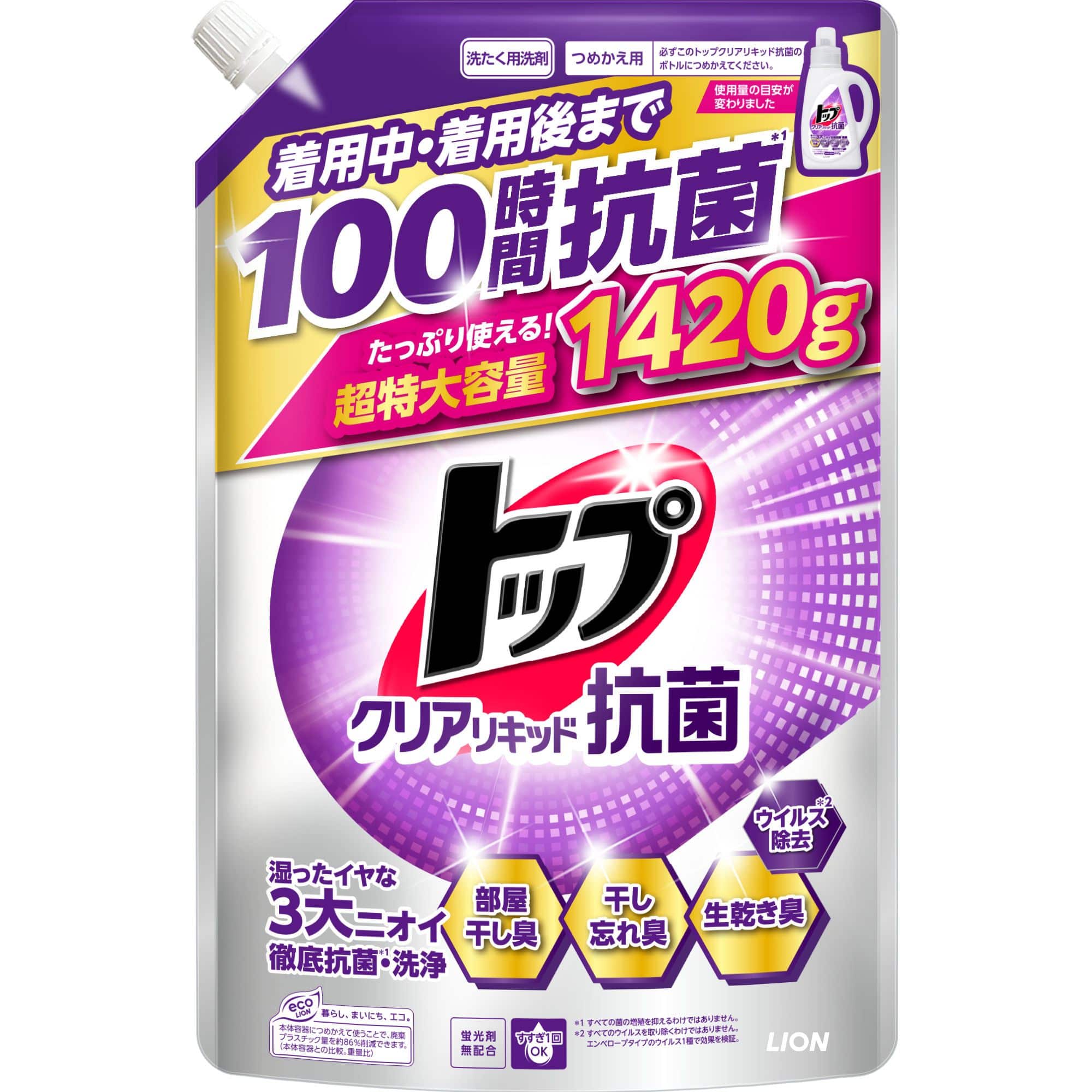 トップ 【6個セット】トップクリアリキッド抗菌つめかえ用 1420g 02501