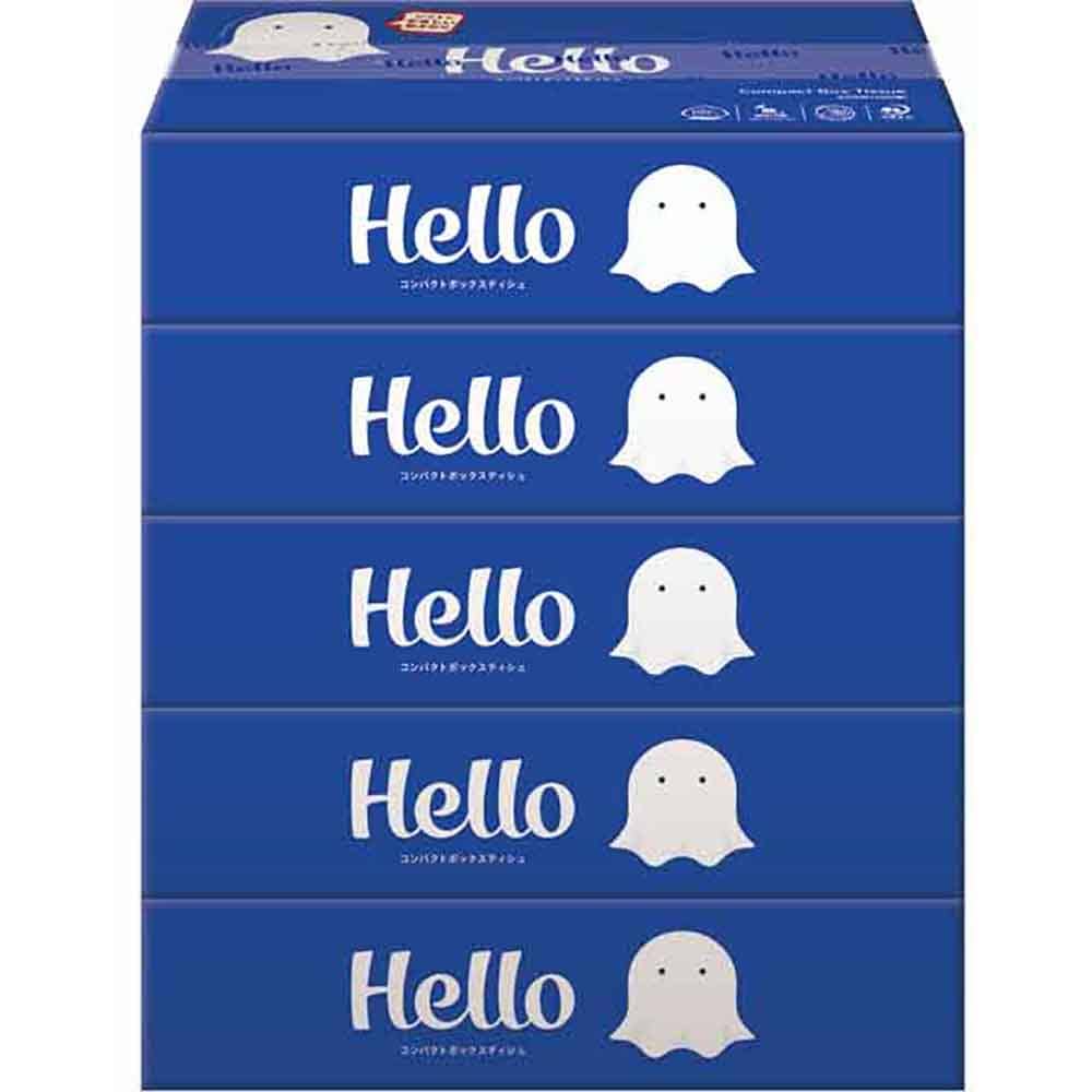 Hello ハロー ボックスティッシュ 150組（300枚） 5個パック 8172