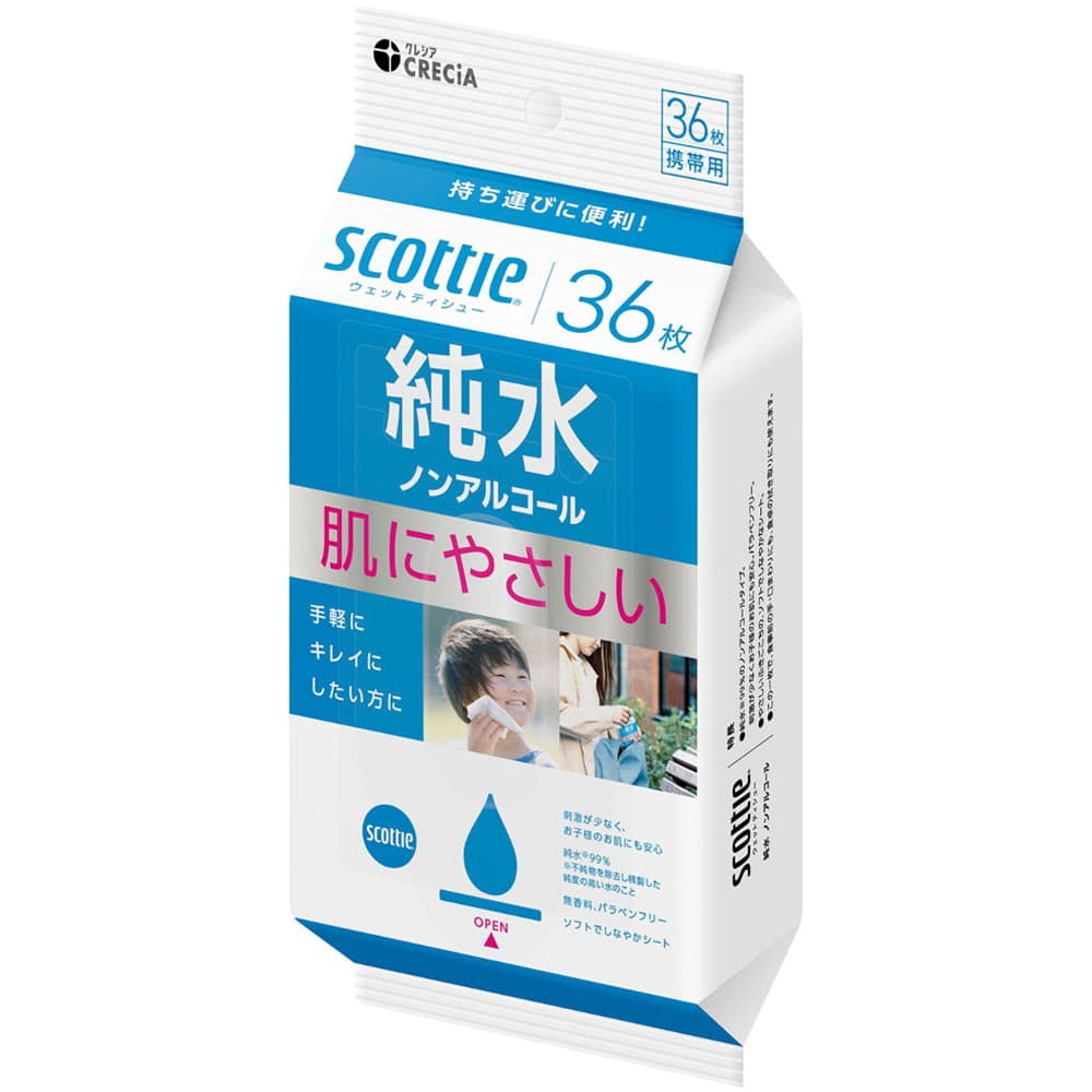 スコッティ スコッティ ウェットティッシュ 純水 ノンアルコール 携帯 36枚 77667