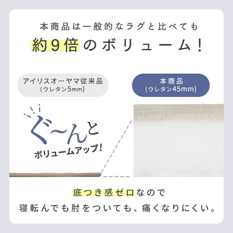 ラグ 夏用 ラ・クッションラグ 冷感ラグ 極厚 5cm 厚手 高反発 弾力性 防音 カーペット ラグマット 接触冷感極厚タイプ ACRGR-1824 グレージュ185×240 ラクッションラグ アイリスオーヤマ グレージュ