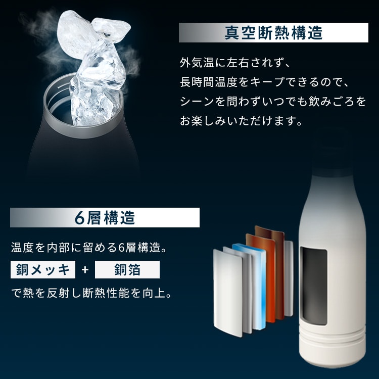 HUGEL 真空断熱マグボトル 750ml HSB-750 アッシュホワイト アッシュホワイト