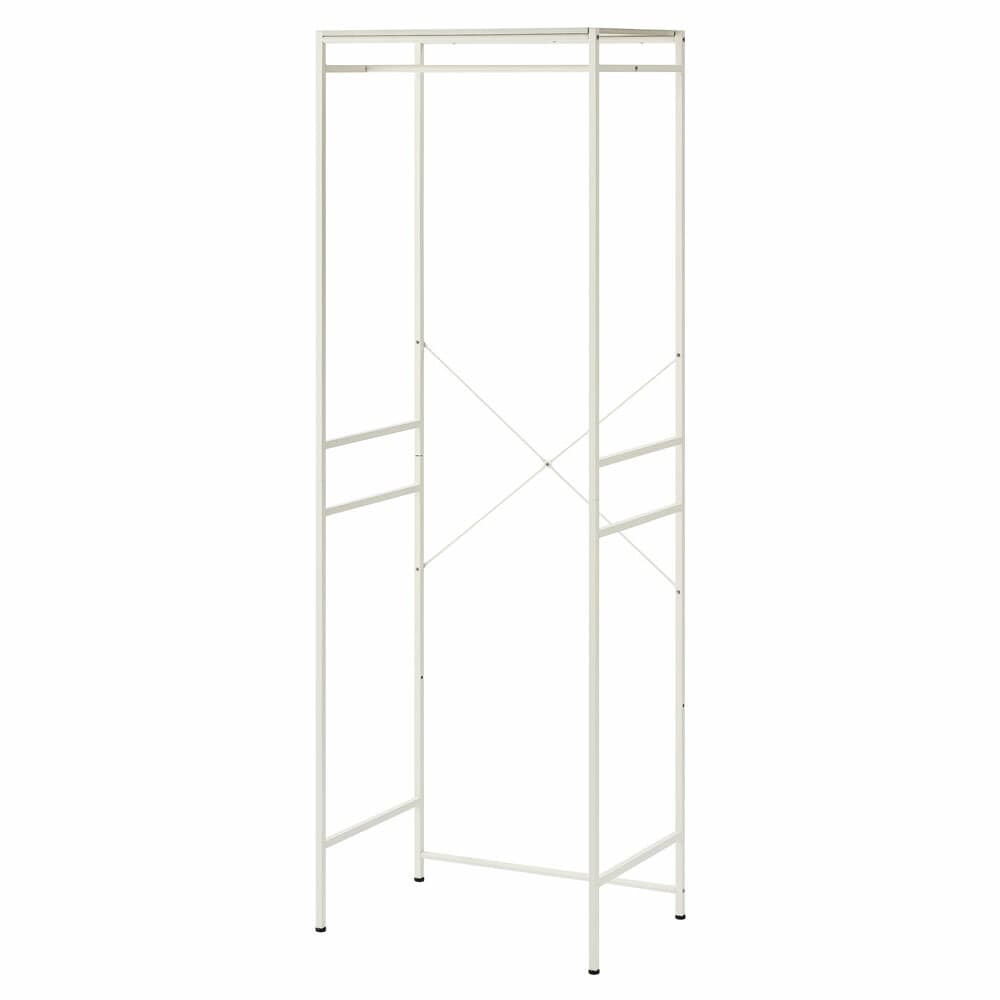 ラック ハンガーラック スリム チェスト上収納 ワイド おしゃれ 棚付き 木目調天板 韓国 パイプハンガー ワードローブ 衣類収納 チェスト 上ラック 衣類収納ラック アイリスオーヤマ CHHR-850 ホワイト