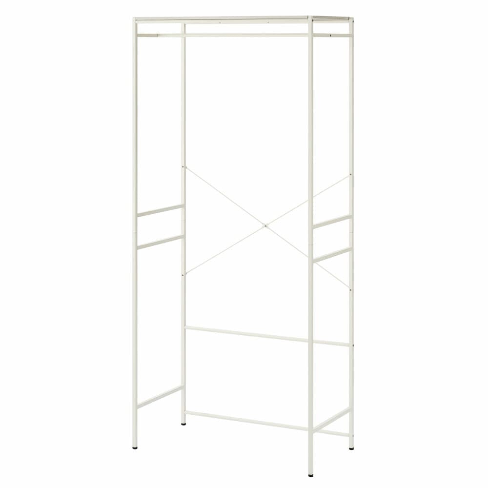 ラック ハンガーラック スリム チェスト上収納 ワイド おしゃれ 棚付き 木目調天板 韓国 パイプハンガー ワードローブ 衣類収納 チェスト 上ラック 衣類収納ラック アイリスオーヤマ CHHR-850 ホワイト