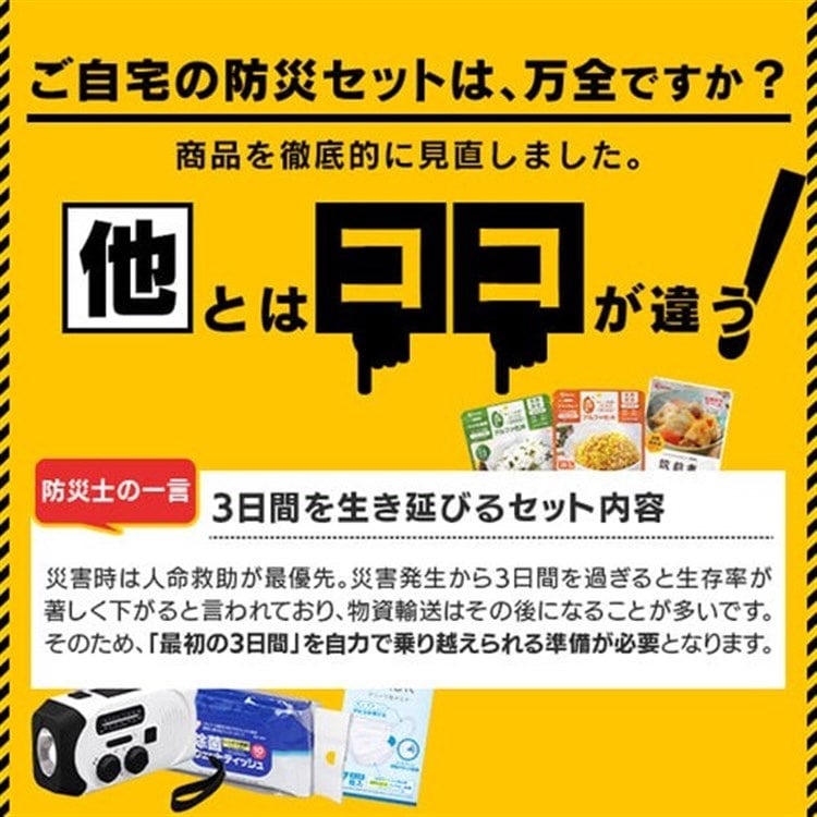 防災セット 食品付き 1人用 43点 NBS1-43