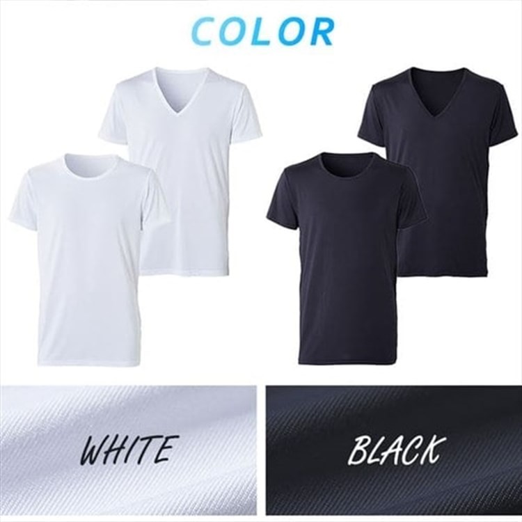 メンズ ドライインナー半袖Tシャツ MDISR-M 丸首ホワイト_M 丸首/M/ホワイト