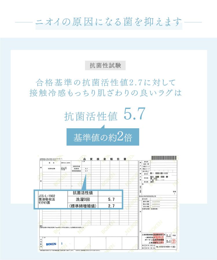 接触冷感ラグ 200×250cm ライトグレー ライトグレー