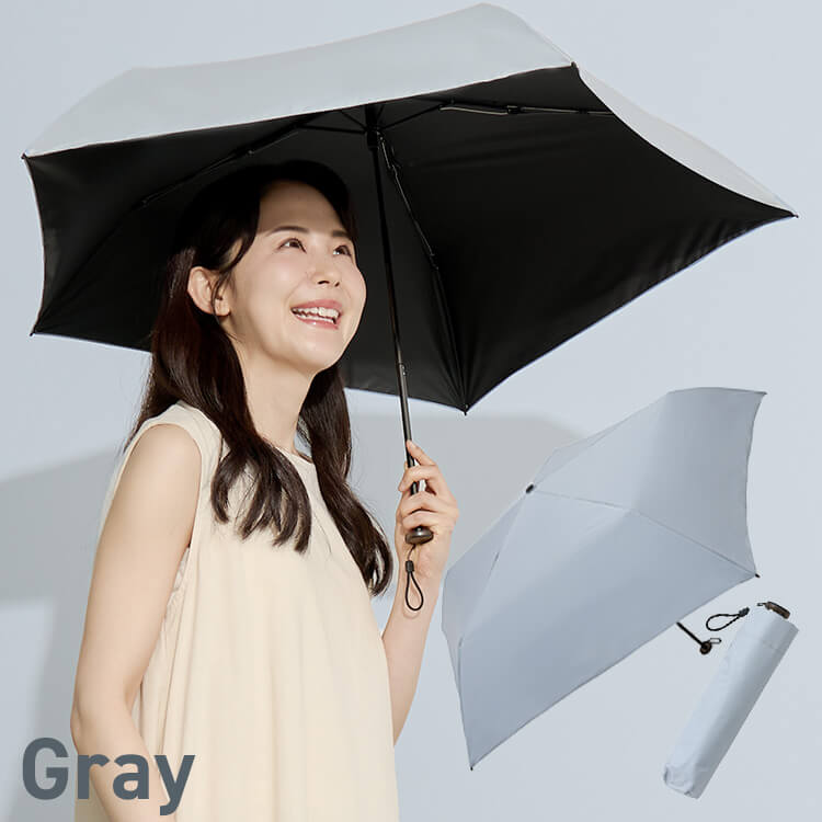 日傘 超軽量 折り畳み傘 UVカット 晴雨兼用 23-353 グレー グレー
