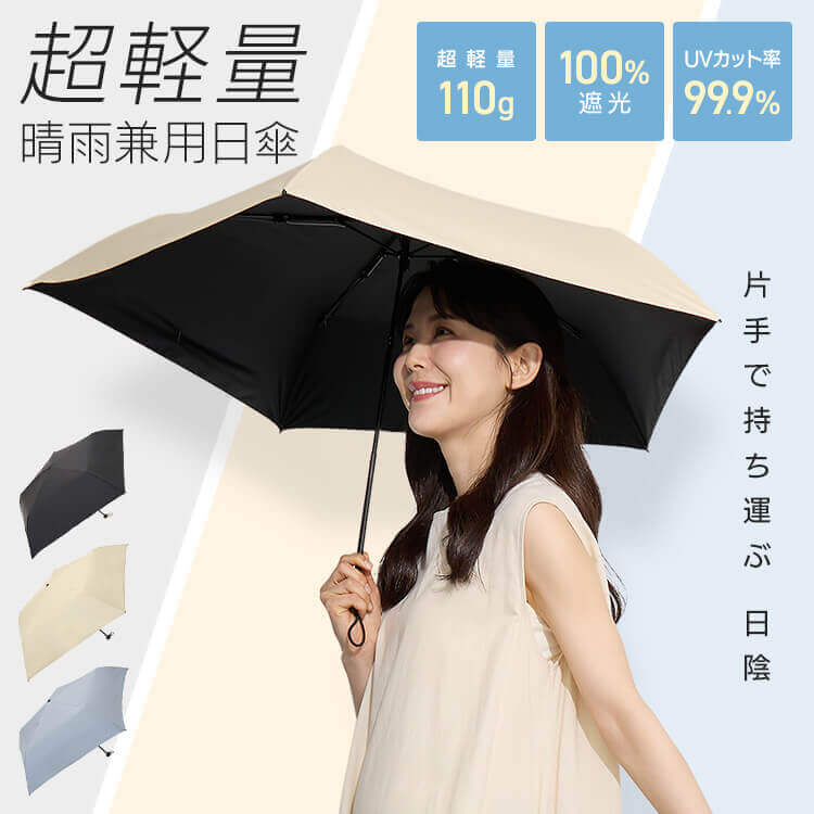 日傘 超軽量 折り畳み傘 UVカット 晴雨兼用 23-353 グレー グレー
