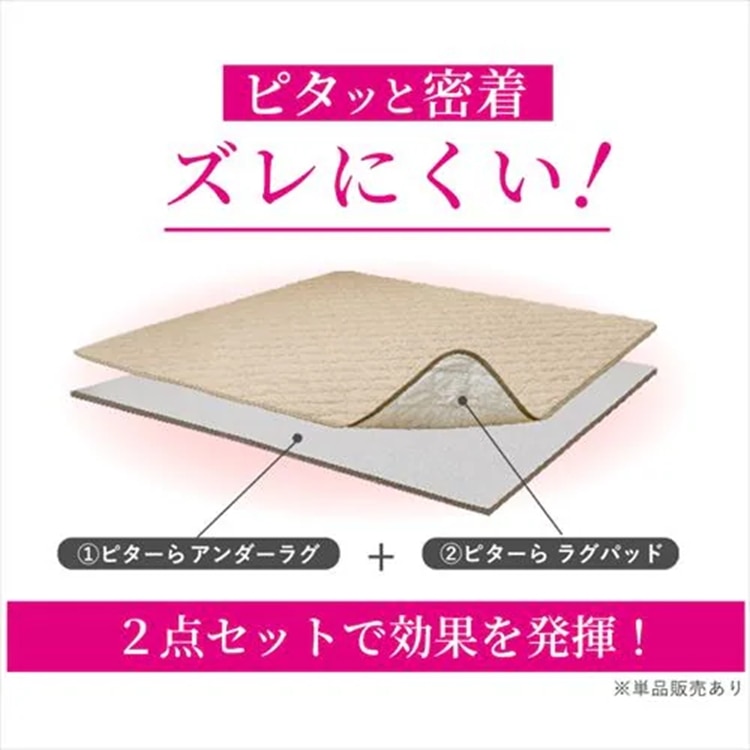 ピタ―ら コットンパイルのキルトラグ アンダーラグセット 2畳 ラグ 滑り止め ズレない 洗える 高反発ウレタン ペット対応 子供部屋用 ラグパッド 防音 アンダーラグ ベージュ