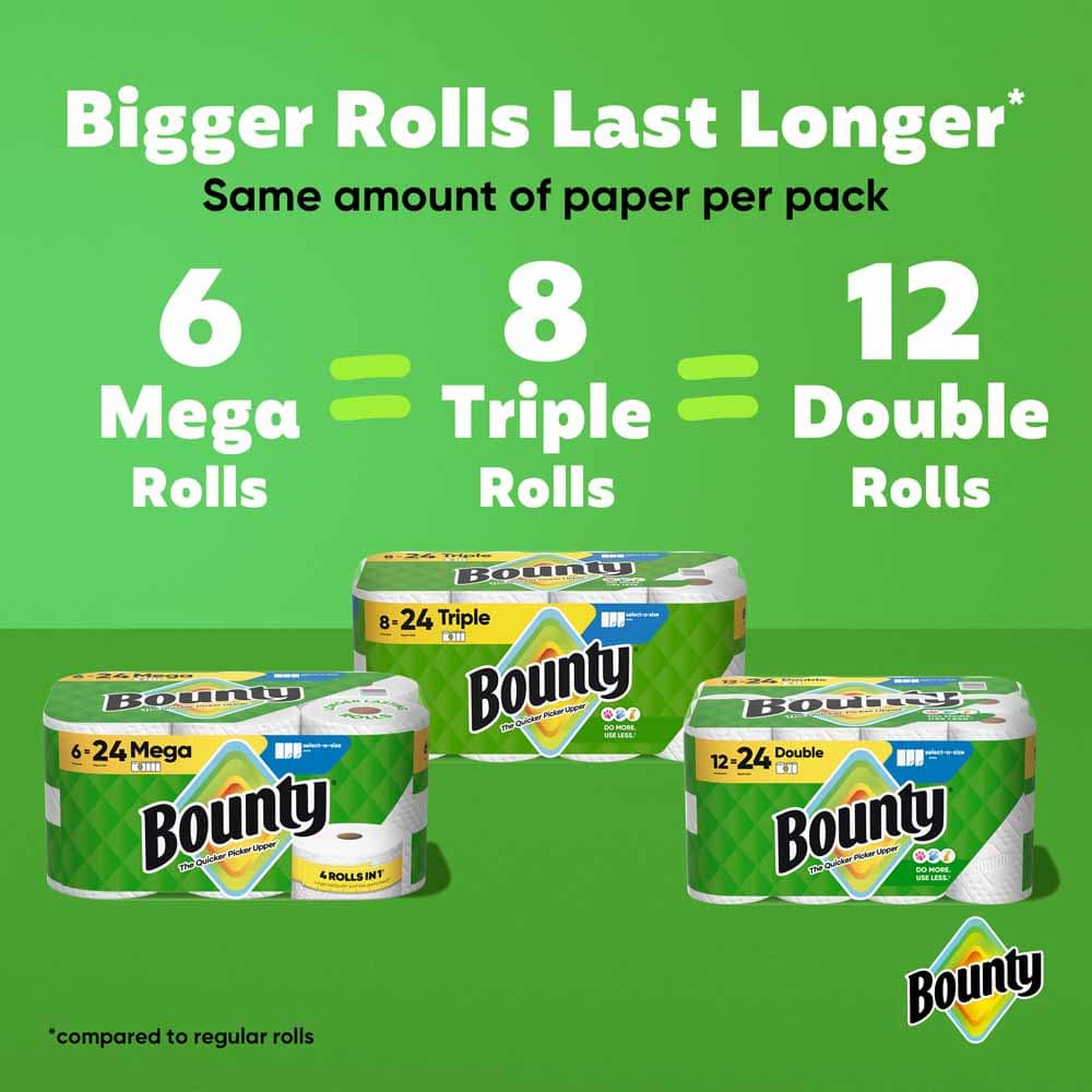 バウンティ ペーパータオル ダブル ロール ホワイト 82カット×12ロール キッチンペーパーキッチンタオル 使い捨て Bounty 無地 大容量 吸収性 耐久性 掃除