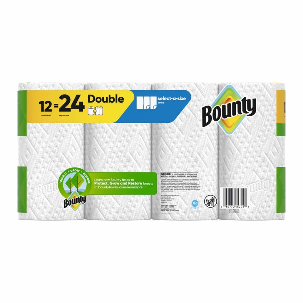 バウンティ ペーパータオル ダブル ロール ホワイト 82カット×12ロール キッチンペーパーキッチンタオル 使い捨て Bounty 無地 大容量 吸収性 耐久性 掃除