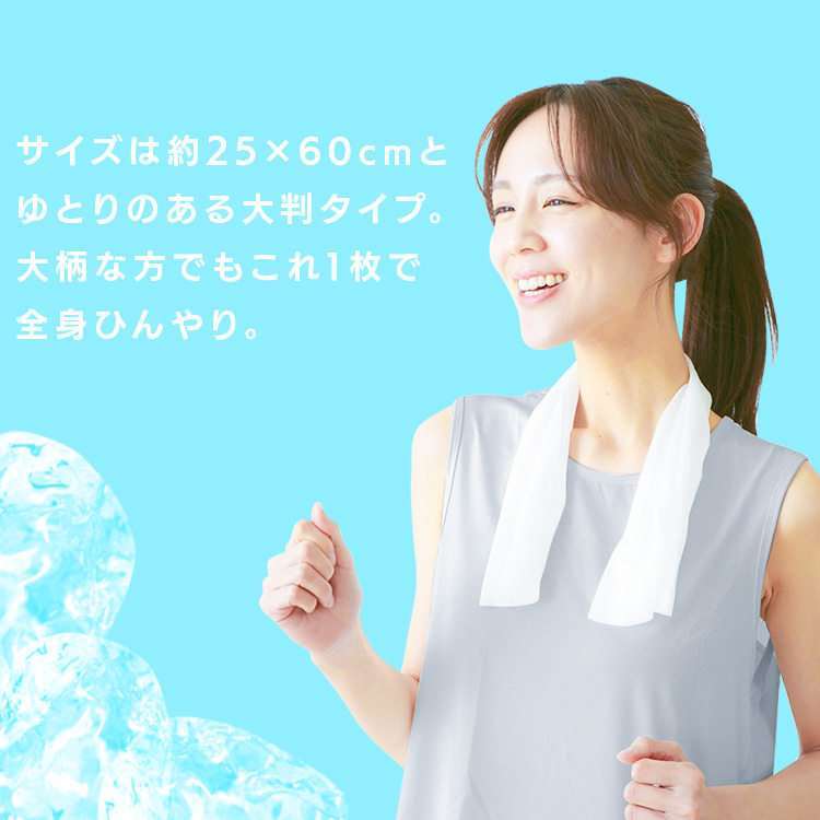 首かけ ひんやり 冷却タオル 25×60cm 10本入り ノンアルコールタイプ ノンアルコールタイプ