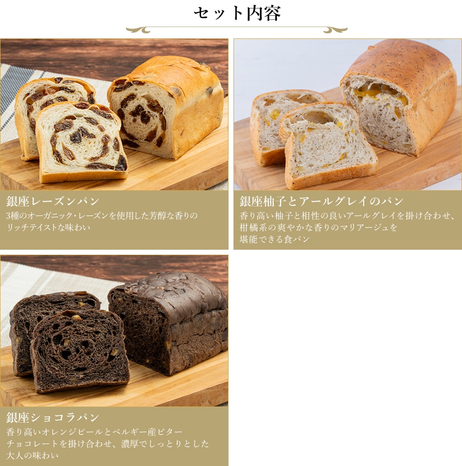 銀座千疋屋 季節のパン3種詰合せ フレーバー