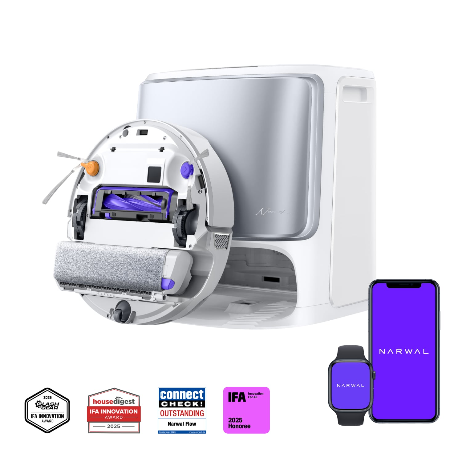 ［公式］Narwal (ナーワル) Flow Performance ロボット掃除機 水拭き 両用 日本初のクローラーモップ FlowWash リアルタイム洗浄モップ 20,000Pa強力吸引 デュアルRGBカメラ 障害物回避 アプリ 音声制御 1年保証