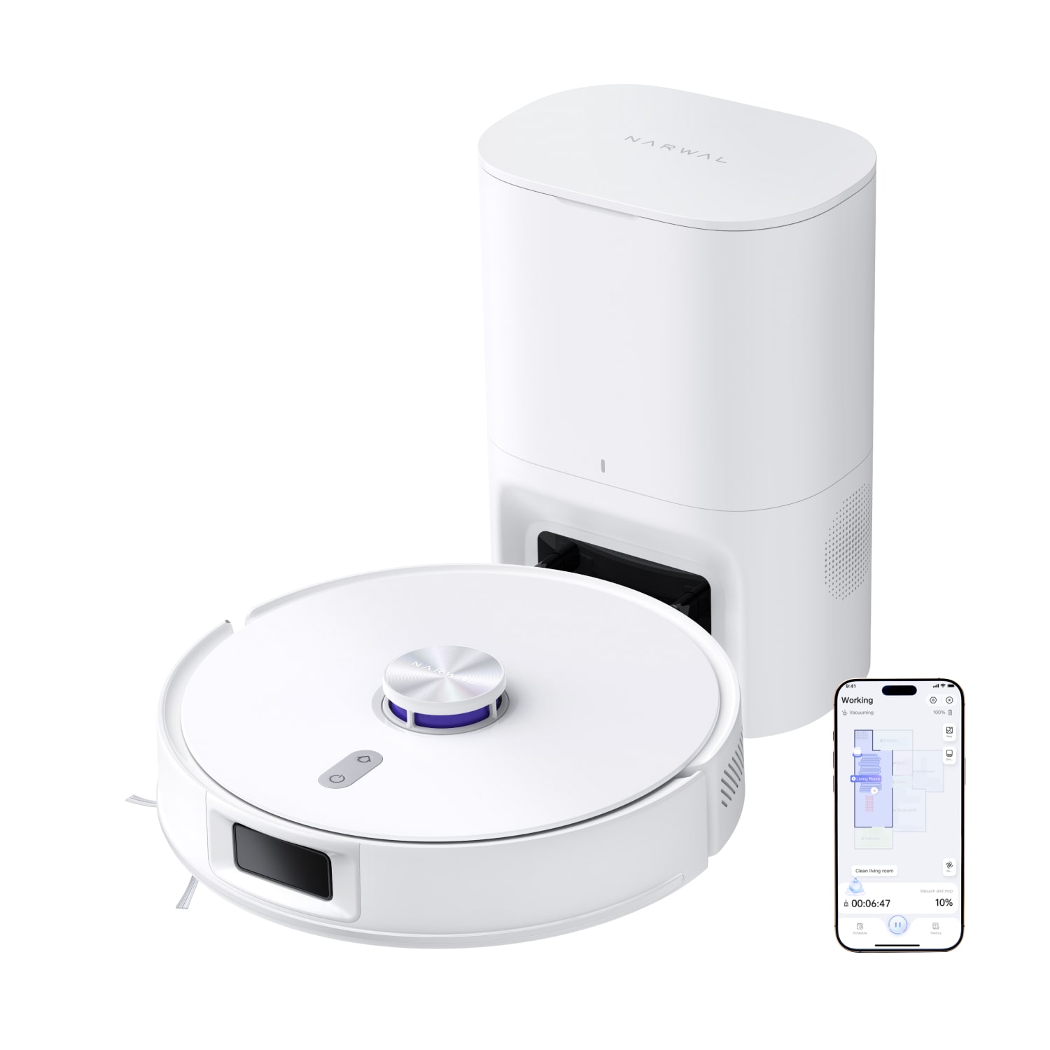 ［公式］Narwal(ナーワル) Freo S ロボット掃除機 水拭き 両用 小型 自動ゴミ収集機能 8000Pa強力吸引 180日間のゴミ捨てサイクル LiDARナビゲーション搭載 障害物回避機能 ペットの毛と硬い床 カーペットに対応 アプリ操作 Alexa対応 音声制御 1年メーカー保証