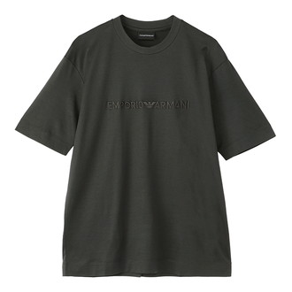 [EMPORIO ARMANI]Tシャツ リヨセル混紡ジャージー Emporio Armani刺繍 ブラック M
