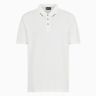 [EMPORIO ARMANI]ポロシャツ ジャージー ロゴカラー ホワイト M