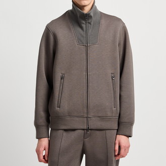 [EMPORIO ARMANI]Travel Essentials フルジップスウェットシャツ ダブルジャージー グレー M