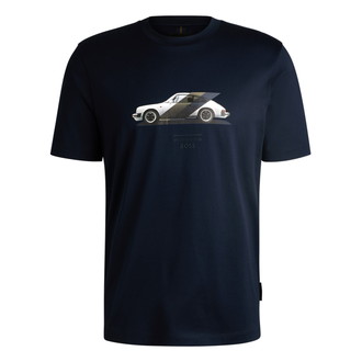 [BOSS]Porsche x BOSS プリントTシャツ ポルシェモチーフ コットン100% Dark Blue M