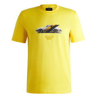 [BOSS]Porsche x BOSS プリントTシャツ ポルシェモチーフ コットン100% Medium Yellow L