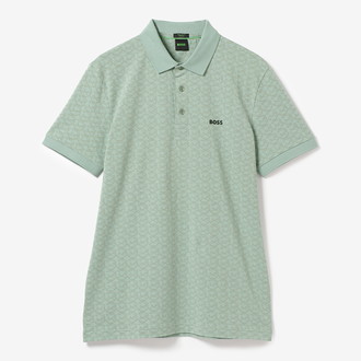 [BOSS] Paddy ポロシャツ ストレッチコットン プリントパターン Open Green M
