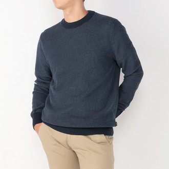 [BOSS] クルーネックニット ツートーンカラー Dark Blue M
