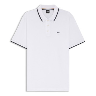 [BOSS] コットンピケ ポロシャツ コントラスト ティッピング Natural M