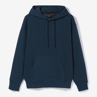 [BOSS] フリースフーディ コットンテリー コントラストロゴ Open Blue M