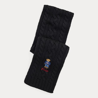 [POLO RALPH LAUREN]Polo ベア ケーブルニット スカーフ ブラック