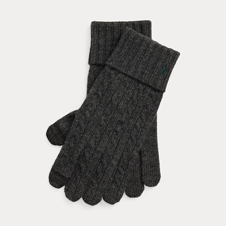 [POLO RALPH LAUREN]ケーブルニット ウールブレンド タッチ グローブ グレー
