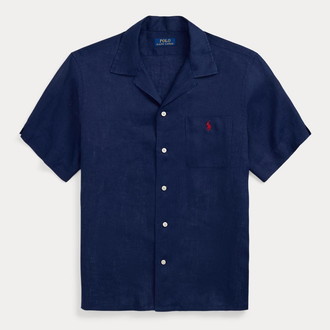 [POLO RALPH LAUREN]クラシック フィット リネン キャンプ シャツ ネイビー L