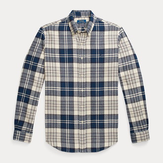 [POLO RALPH LAUREN]カスタム フィット ブラッシュド フランネル シャツ ネイビー S