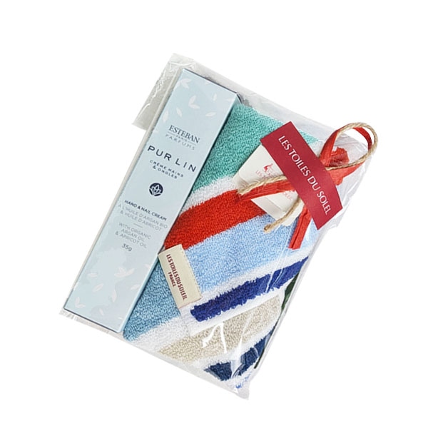 ESTEBAN ハンド&ネイルクリーム・今治タオルハンカチセット(ピュアリネン&プチ カプリ) エステバン ハンドクリーム ネイルケア タオル ギフト プチ カプリ