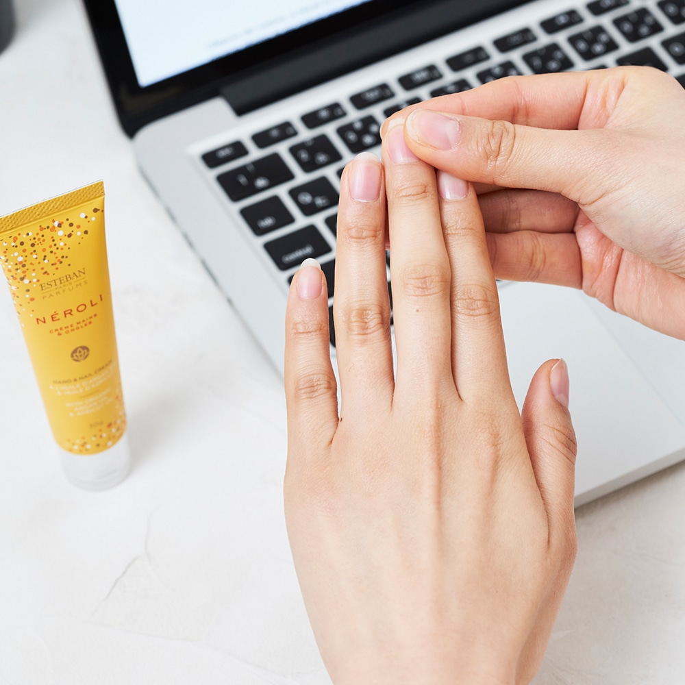 ESTEBAN ハンド&ネイルクリーム・今治タオルハンカチセット(ピュアリネン&プチ カプリ) エステバン ハンドクリーム ネイルケア タオル ギフト プチ カプリ