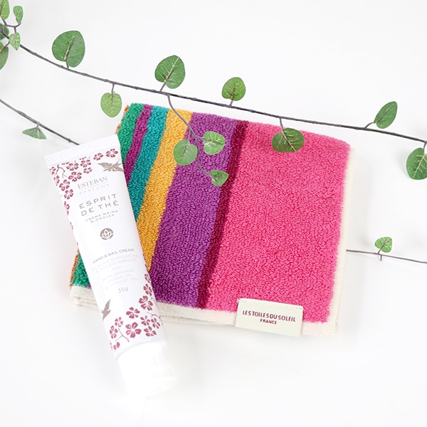 ESTEBAN ハンド&ネイルクリーム・今治タオルハンカチセット(エスプリ ド テ&ボンボン) エステバン ハンドクリーム ネイルケア タオル ギフト ボンボン