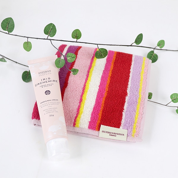 ESTEBAN ハンド＆ネイルクリーム・今治タオルハンカチセット(イリスカシミア＆ジニア) エステバン ハンドクリーム ネイルケア タオル ギフト