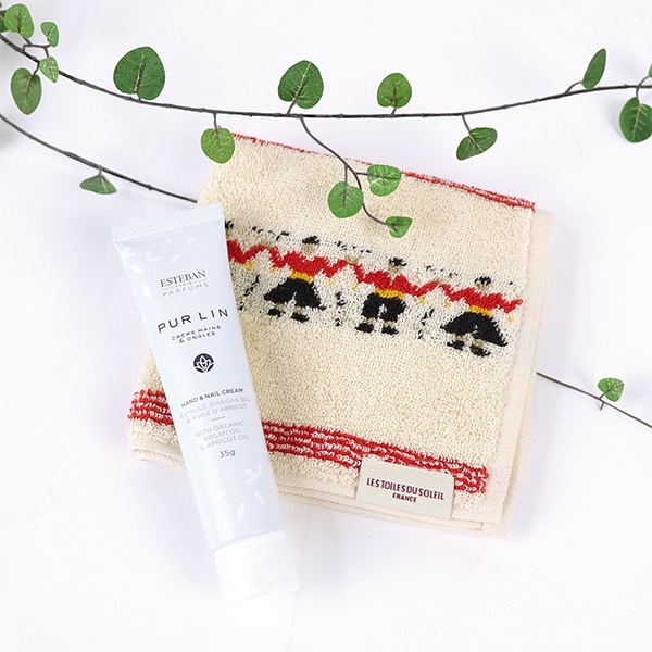 ESTEBAN ハンド＆ネイルクリーム・今治タオルハンカチセット(ピュアリネン＆サルダンヌ) エステバン ハンドクリーム ネイルケア タオル ギフト