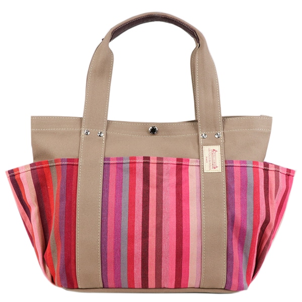 送料無料！[U126B]4ポケットトートM(プチ ダニ ローズ/PETITE DANI Rose) ※無地生地ライトブラウン トートバッグ A4対応