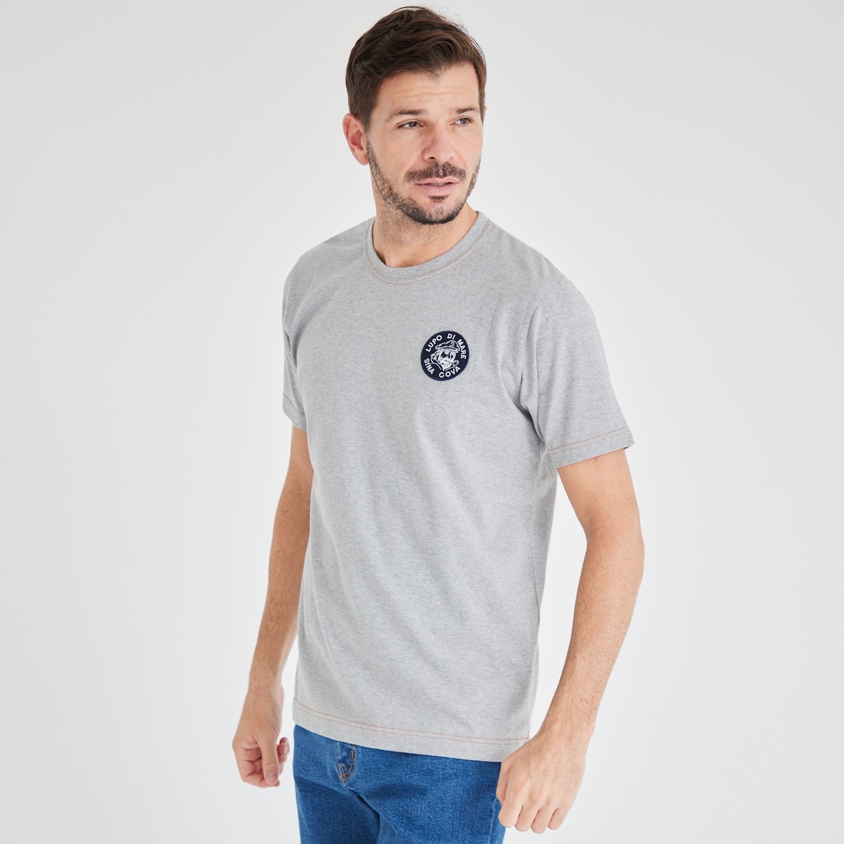 [SINA COVA(シナコバ)]ロゴワッペン Tシャツ グレー L 10000530