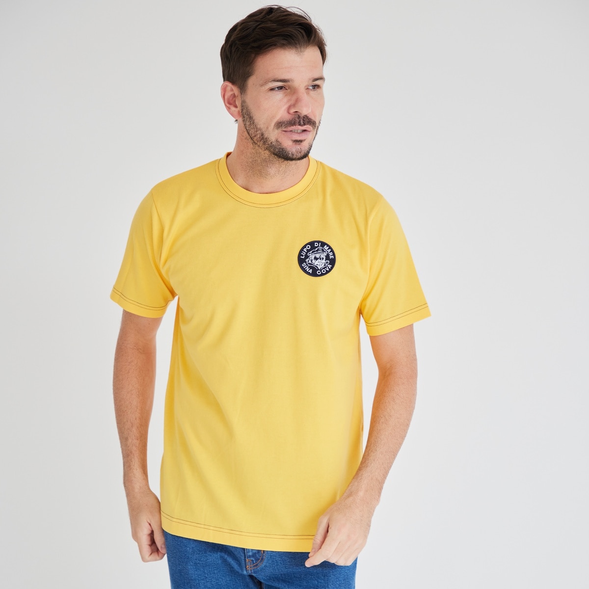 [SINA COVA(シナコバ)]ロゴワッペン Tシャツ イエロー L 10000530