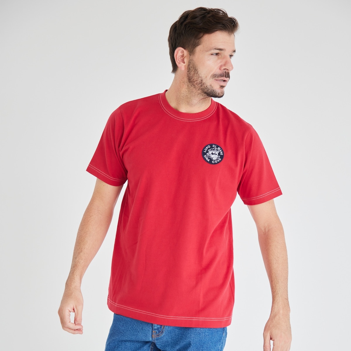 [SINA COVA(シナコバ)]ロゴワッペン Tシャツ レッド L 10000530