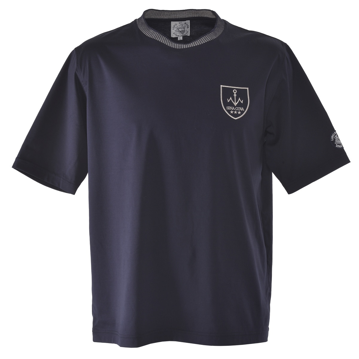 [SINA COVA(シナコバ)]編立衿 半袖Tシャツ 24130510 ネイビー Lサイズ