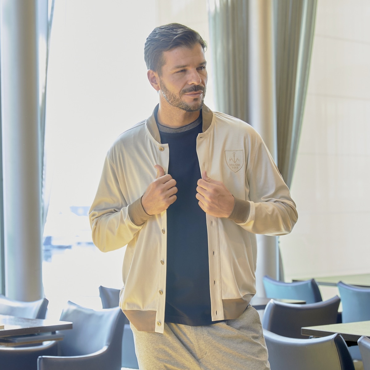 [SINA COVA(シナコバ)]ベースボールジャケット ベージュ 24133020 Lサイズ