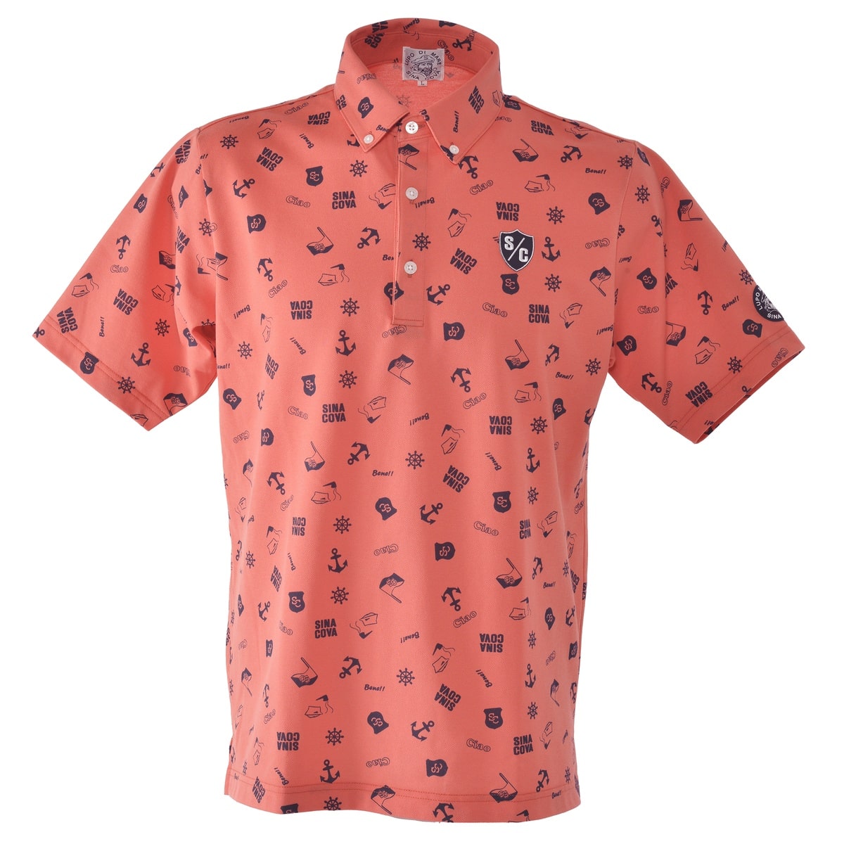 [SINA COVA(シナコバ)]半袖ボタンダウン ポロシャツ オレンジ  Lサイズ 24150510