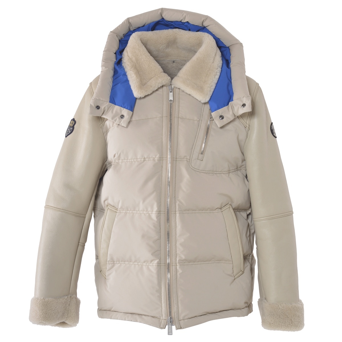 [SINA COVA(シナコバ)]フード付きムートンレザーハーフコート(数量限定商品) 24213910 ベージュ L