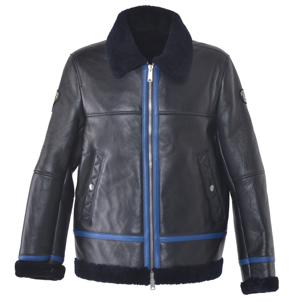 [SINA COVA(シナコバ)]ムートンレザーフライトジャケット(希少アイテム) 24223940 ネイビー L