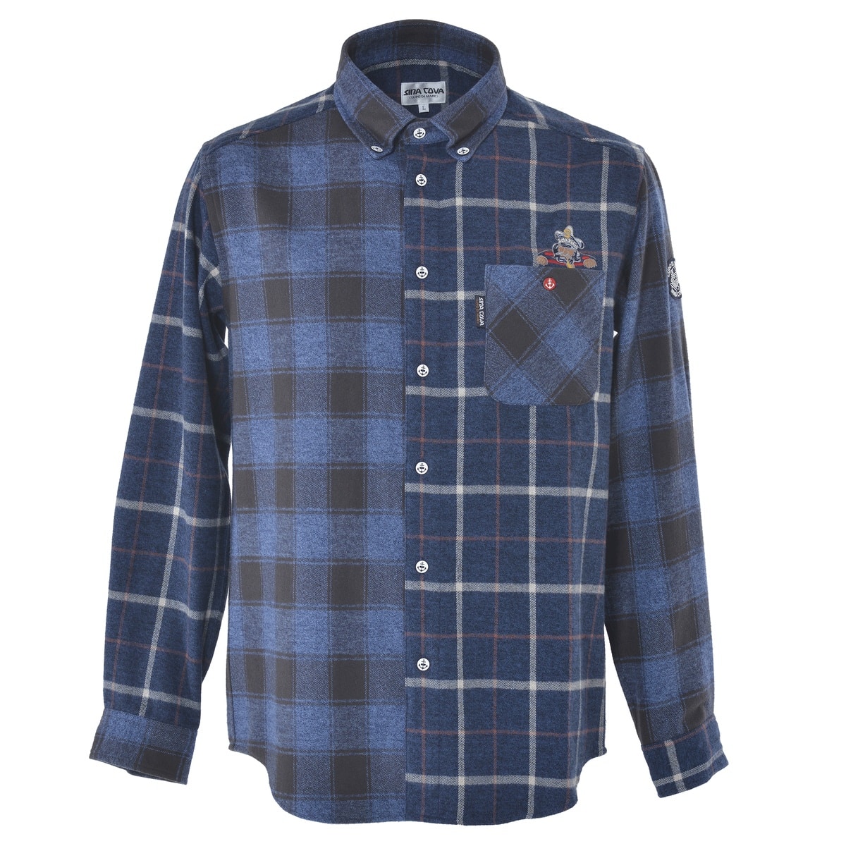 [SINA COVA(シナコバ)]チェック柄クレイジーパターン 長袖ボタンダウンシャツ 24224070 ブルー L